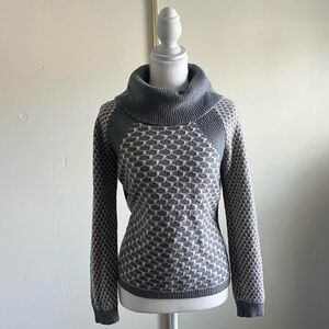The Limited Gray & Cream Honeycomb Cowl Sweater